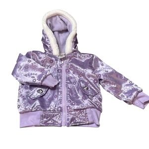 Kidgets Zip-up Hooded Jacket Coat Purple Peace & Love 18 Months